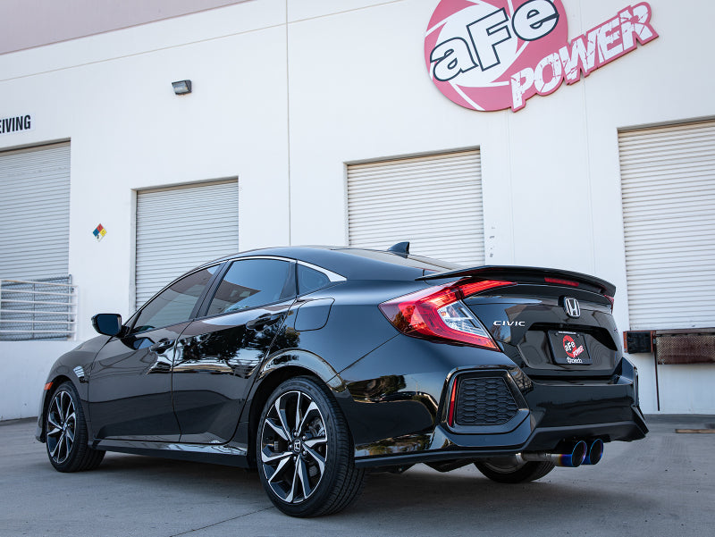 aFe Takeda 2.5in 304 SS Cat-Back Exhaust System w/ Blue Tips 17-20 Honda Civic Si Sedan I4 1.5L Catback aFe