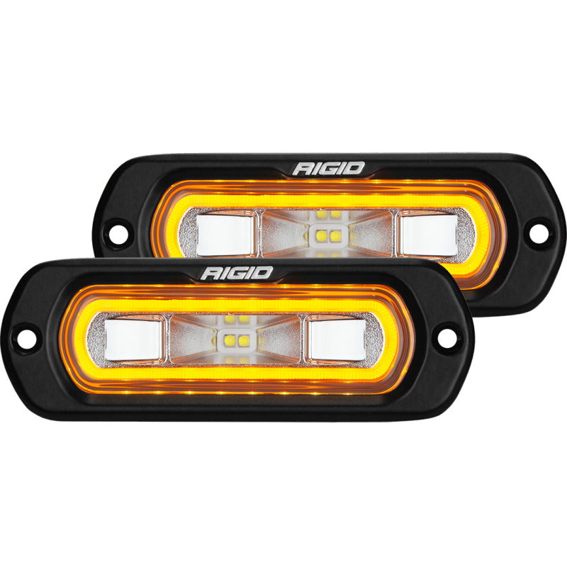 Rigid Industries SR-L Series Flush Mount LED Spreader Pair w/ Amber Halo - Universal Light Bars & Cubes Rigid Industries