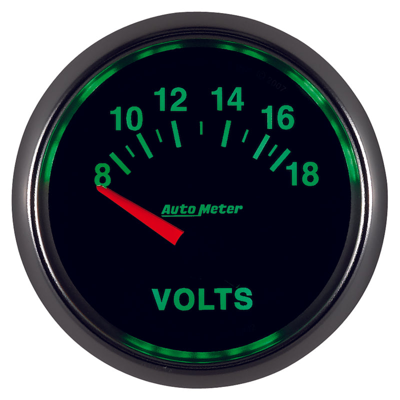 Autometer GS 52mm 8-18 Volts Short Sweep Electronic Voltmeter Gauge Gauges AutoMeter
