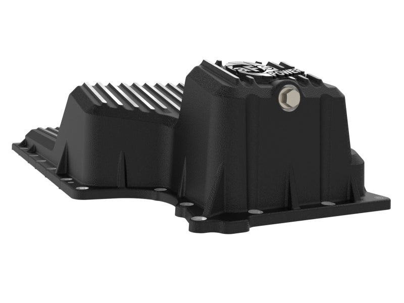 aFe 20-25 GM Trucks L6 3.0L Engine Oil Pan - Black w/ Machined Fins Diff Covers aFe