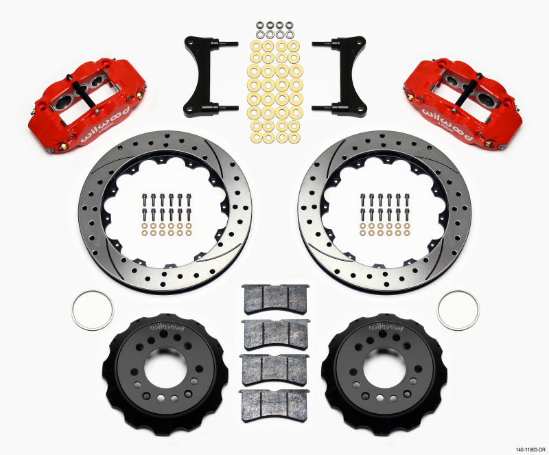 Wilwood Narrow Superlite 6R Front Hat Kit 12.88in Drill Red 93-96 Mazda RX7 Big Brake Kits Wilwood