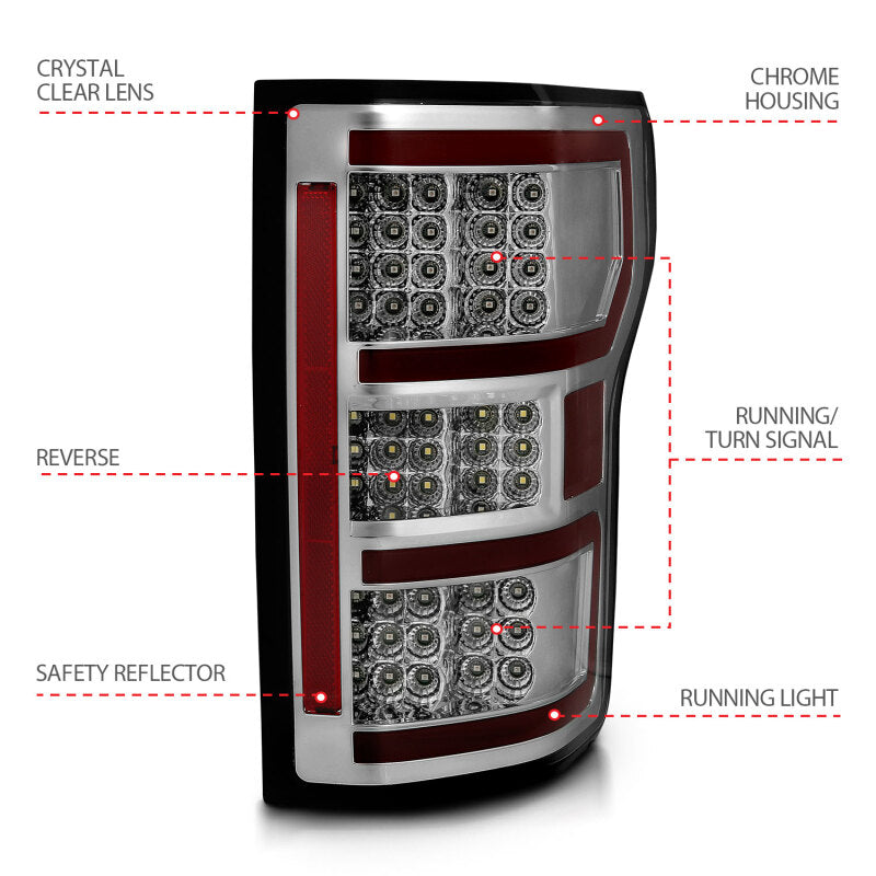 ANZO 18-19 Ford F-150 LED Taillights Chrome Tail Lights ANZO