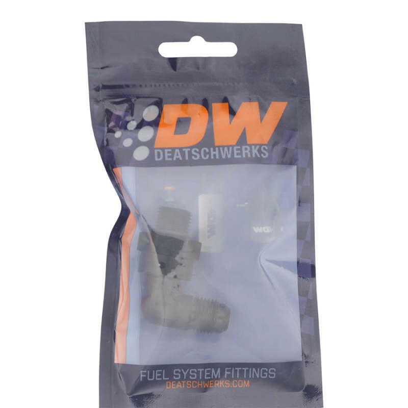DeatschWerks 6AN ORB Male Swivel to 90-Degree 6AN Male Flare - Anodized Matte Black Fittings DeatschWerks