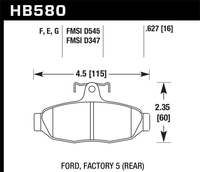 Hawk 86-92 Ford Taurus SHO / 89-92 Ford Thunderbird Super Coupe DTC-60 Race Rear Brake Pads Brake Pads - Racing Hawk Performance
