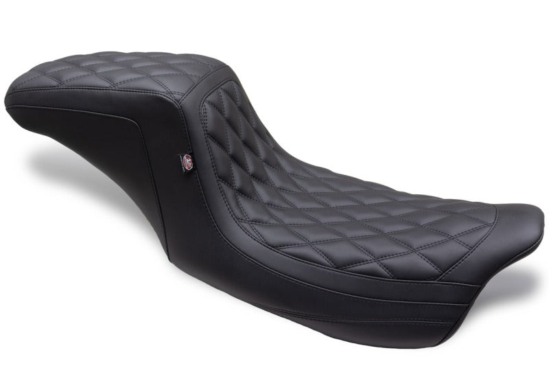 Mustang 08-24 HD FL Touring Double Diamond Squareback 1PC Seat - Black One-Piece Motorcycle Seats Mustang Motorcycle