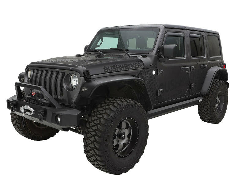 Bushwacker 2018+ Jeep Wrangler (JL) Unlimited Flat Style Flares 4pc - Black Fender Flares Bushwacker