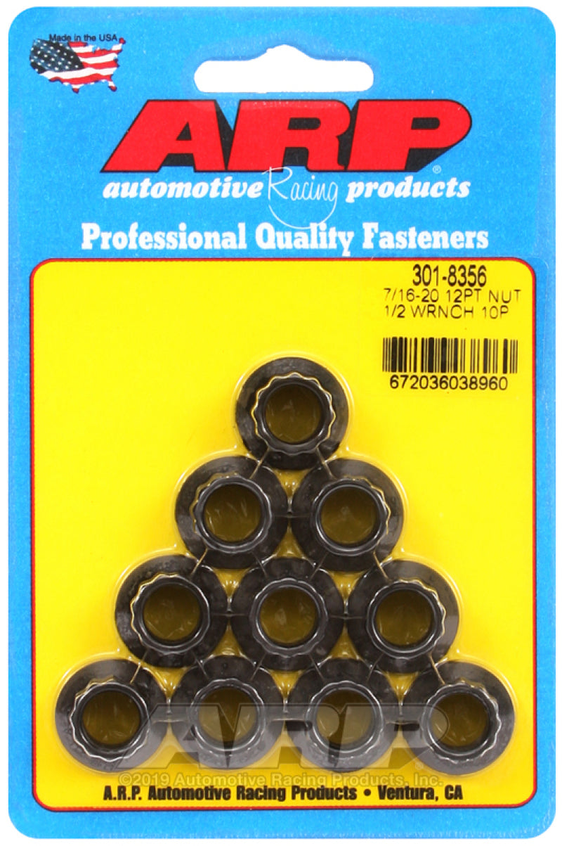 ARP 7/16-20 1/2 Socket 12 Pt Nut Kit (Pack of 10) Hardware Kits - Other ARP