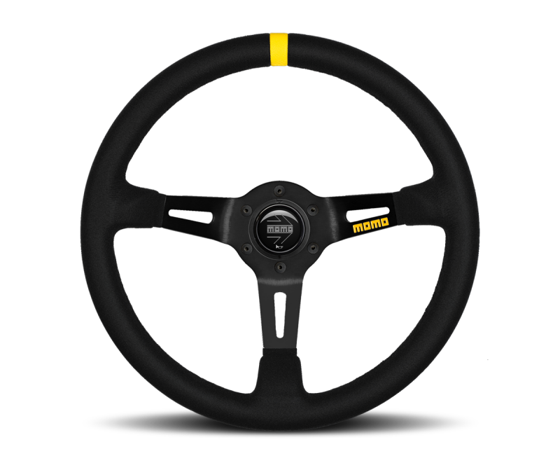 Momo MOD08 Steering Wheel 350 mm - Black Suede/Black Spokes/1 Stripe Steering Wheels MOMO