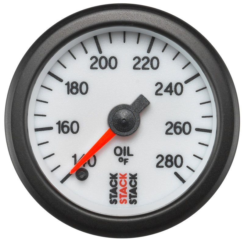 Autometer Stack 52mm 140-280 Deg F 1/8in NPTF Male Pro Stepper Motor Oil Temp Gauge - White Gauges AutoMeter