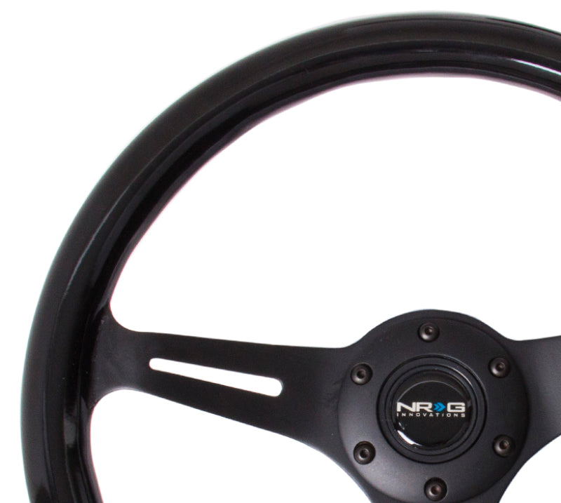 NRG Classic Wood Grain Steering Wheel (350mm) Black Paint Grip w/Black 3-Spoke Center Steering Wheels NRG