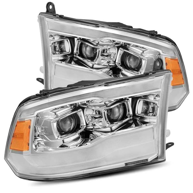 AlphaRex 09-18 Dodge Ram 1500HD PRO-Series Projector Headlights Plank Style Chrome w/Seq Signal/DRL Headlights AlphaRex