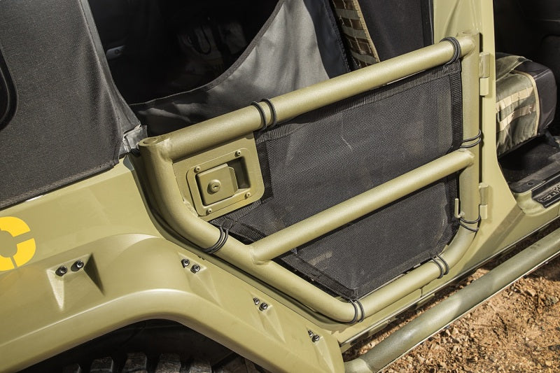 Rugged Ridge Tube Door Covers Rear Pair Black 07-18 Jeep Wrangler JKU Doors Rugged Ridge