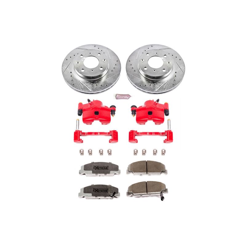 Power Stop 90-00 Honda Civic Front Z26 Street Warrior Brake Kit w/Calipers Brake Kits - Performance D&S PowerStop