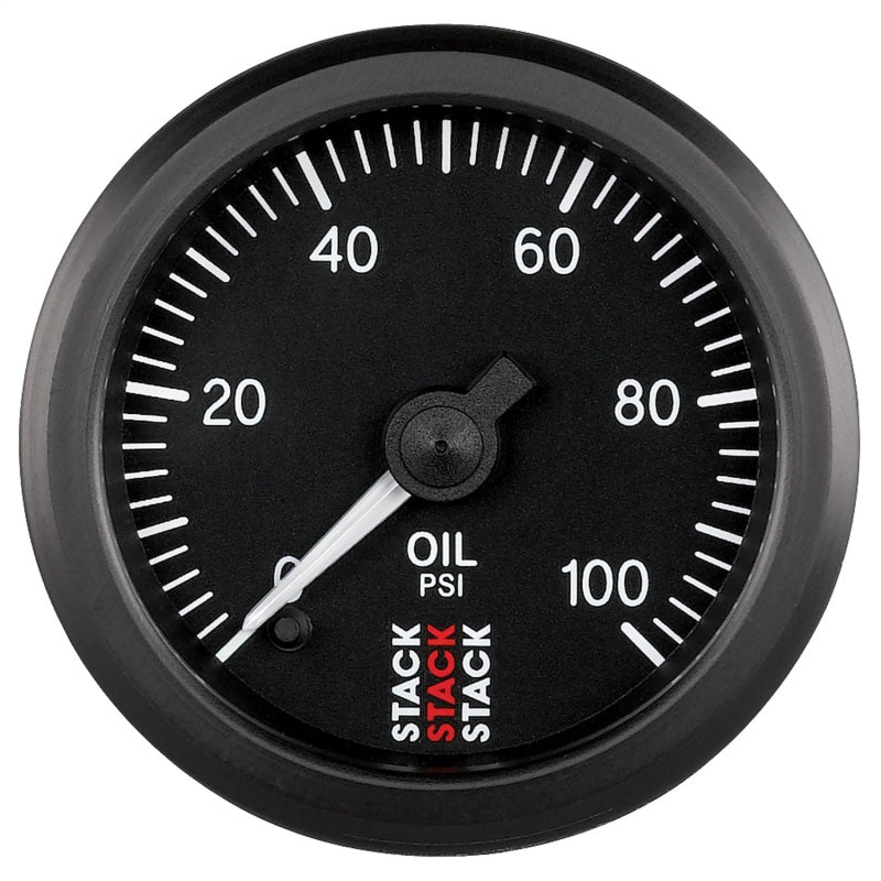 Autometer Stack 52mm 0-100 PSI 1/8in NPTF Male Pro Stepper Motor Oil Pressure Gauge - Black Gauges AutoMeter