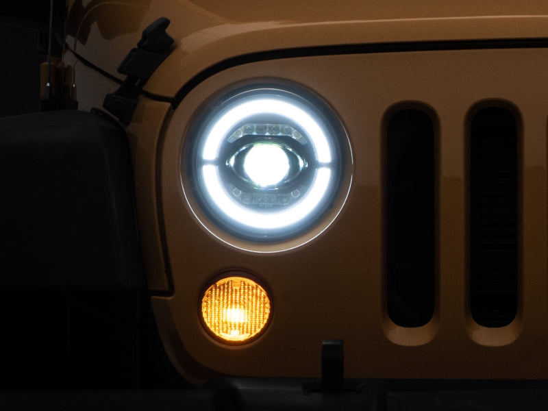 Raxiom 07-18 Jeep Wrangler JK Axial Series LED Headlights- Black Housing (Clear Lens) Headlights Raxiom