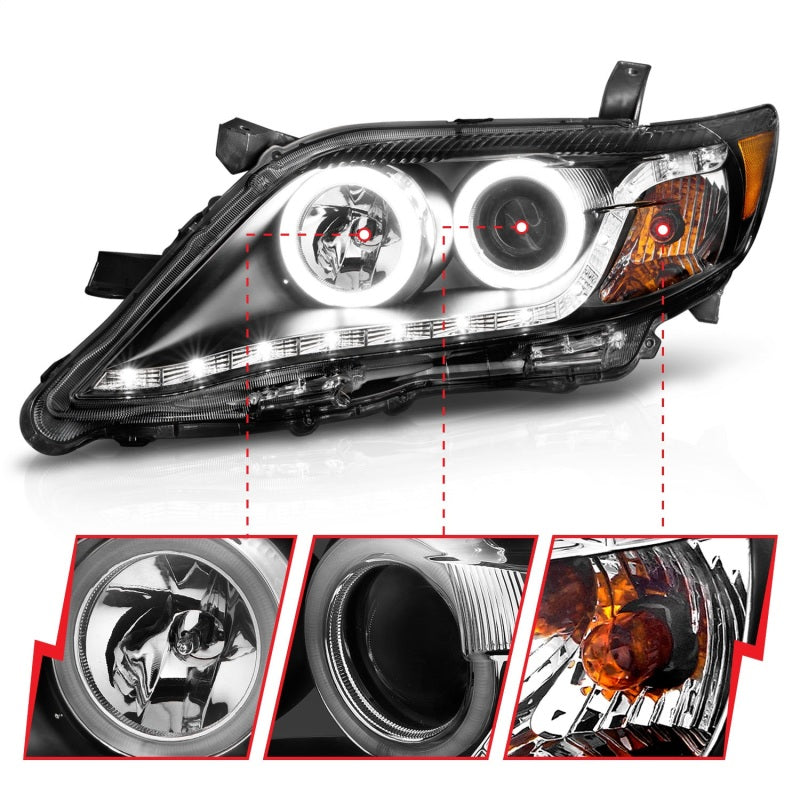 ANZO 2010-2011 Toyota Camry Projector Headlights w/ Halo Black (CCFL) Headlights ANZO