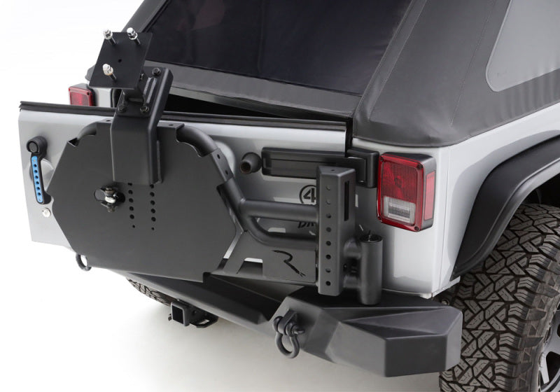 Rampage 07-18 Jeep Wrangler JK (Incl. Unlimited) Trail Guard Tire Carrier - Black Bumpers - Steel Rampage