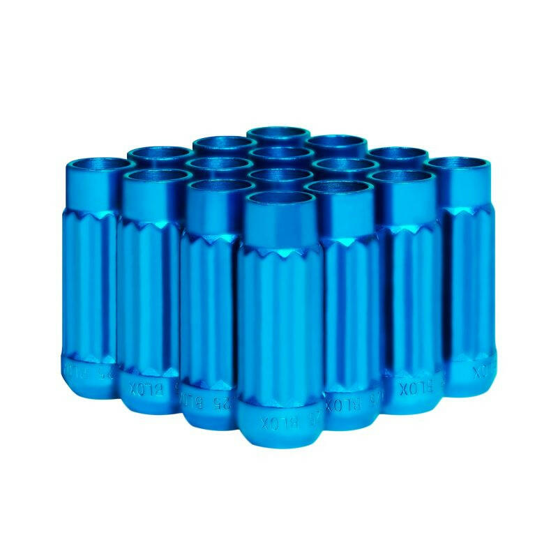BLOX Racing Tuner 12P17 Steel Lug Nuts - Blue 12x1.25 Set of 16 12-Sided 17mm Lug Nuts BLOX Racing