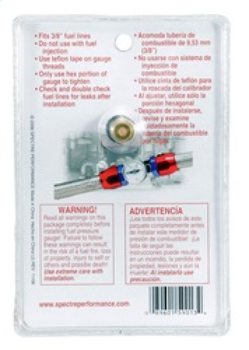 Spectre Fuel Pressure Gauge 0-15psi Gauges Spectre