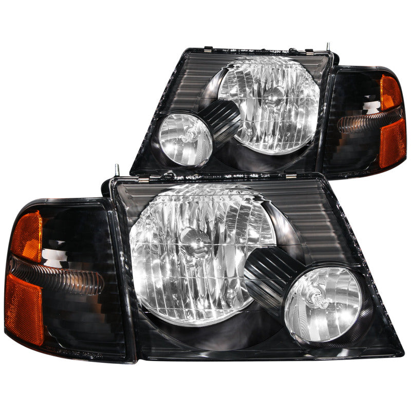 ANZO 2002-2005 Ford Explorer Crystal Headlights Black w/ Corner Lights 2pc Headlights ANZO