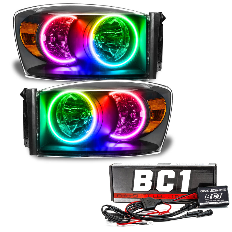 Oracle 07-08 Dodge Ram SMD HL - Black - ColorSHIFT w/ BC1 Controller Headlights ORACLE Lighting