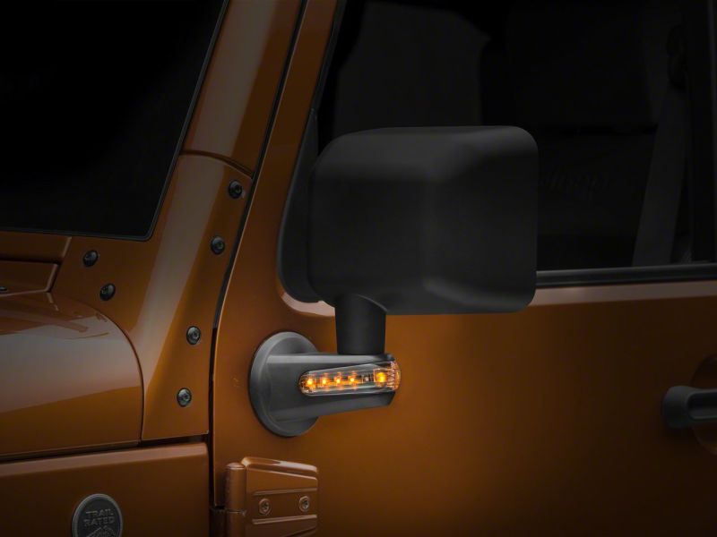 Raxiom 07-18 Jeep Wrangler JK Side Mirrors w/ LED Signal Indicators- Blk Sidemarkers & Indicators Raxiom