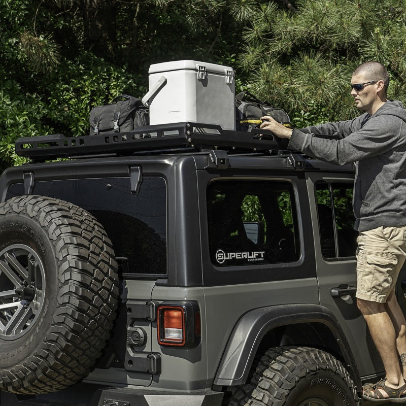 Rugged Ridge Roof Rack with Basket 18-20 Jeep Wrangler JL 4Dr Hardtops Roof Rack Rugged Ridge