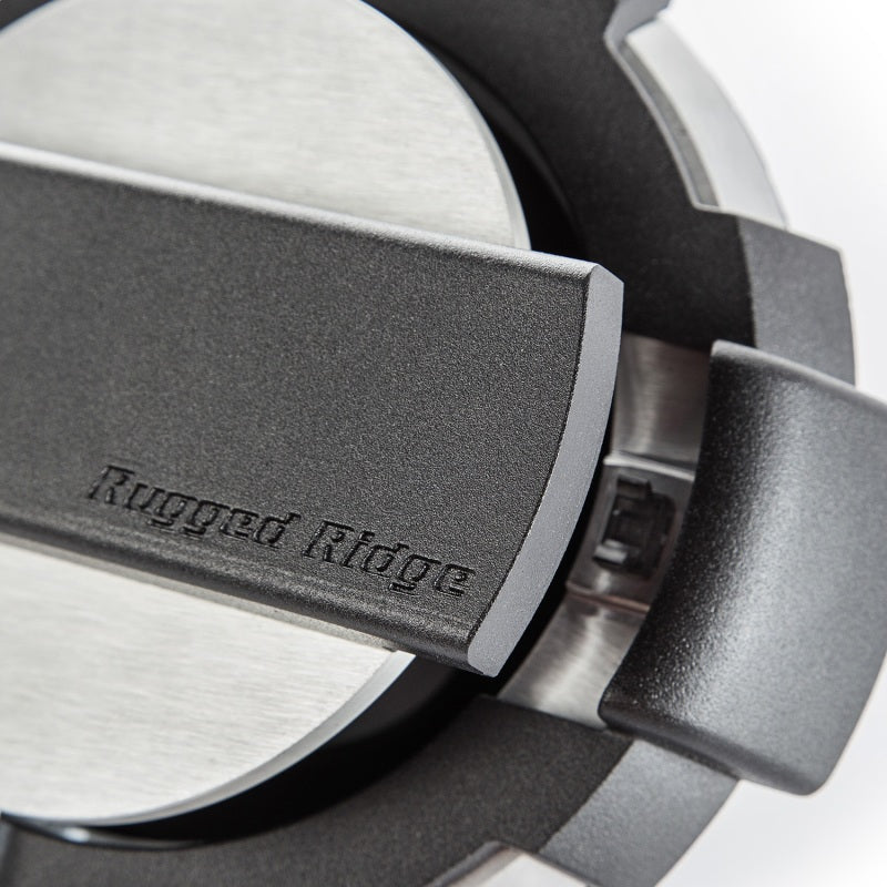 Rugged Ridge Elite Fuel Door Non-Lock Brushed Alum 07-18 Jeep Wrangler JK Fuel Caps Rugged Ridge