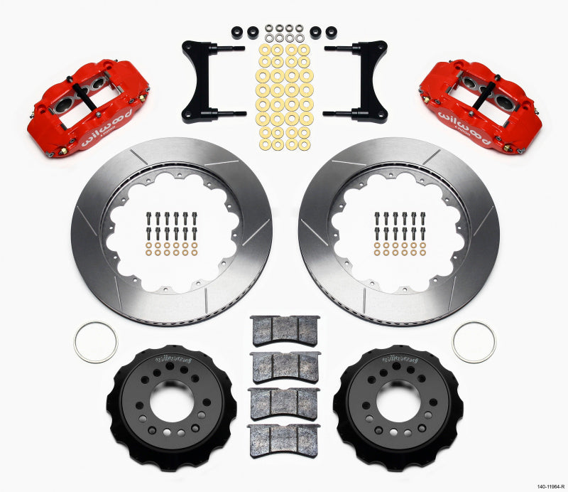 Wilwood Narrow Superlite 6R Front Hat Kit 14.00in Red 93-96 Mazda RX7 Big Brake Kits Wilwood