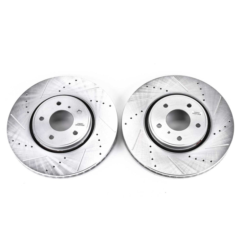 Power Stop 05-12 Infiniti FX35 Front Evolution Drilled & Slotted Rotors - Pair Brake Rotors - Slot & Drilled PowerStop