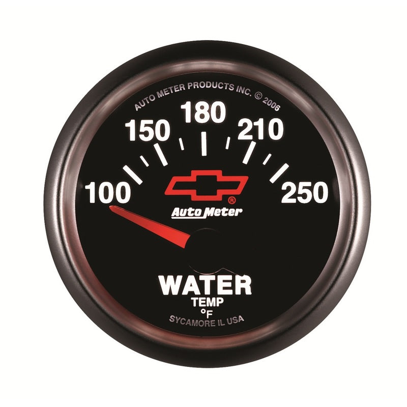 Autometer GM Bowtie Black 2-1/16in 100-250 F Pedestal Electronic Water Temp Gauge Gauges AutoMeter