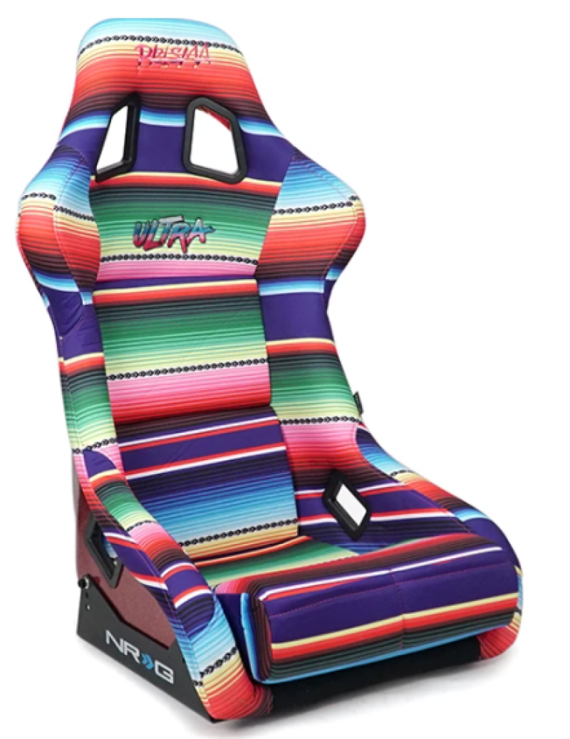 NRG FRP Bucket Seat PRISMA Serepi Edition W/ Red Pearlized Back Mexi-Cali Blanket Print - Large Race Seats NRG