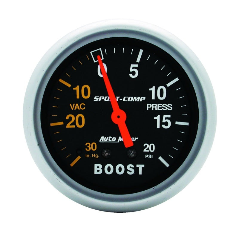 Autometer Sport-Comp 2-5/8in 30 IN HG/20 PSI Mechanical Boost/Vacuum Gauge Gauges AutoMeter