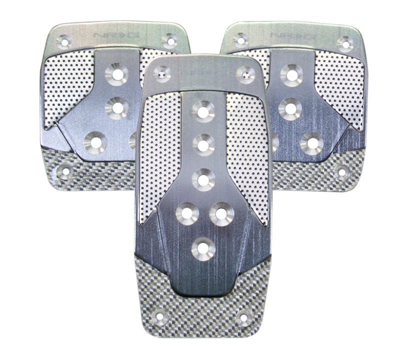 NRG Aluminum Sport Pedal M/T - Gunmetal w/Silver Carbon Pedal Covers NRG