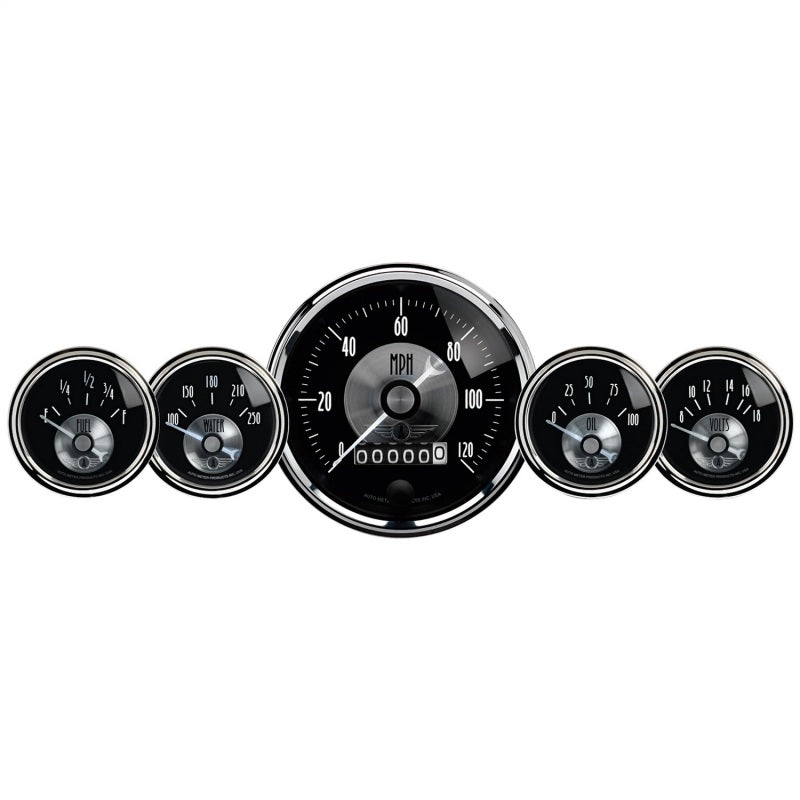 Autometer Prestige Series Black Diamond 3-3/8in Electric Speedometer 2-1/16in Elecrtric Oil Pressure Gauges AutoMeter