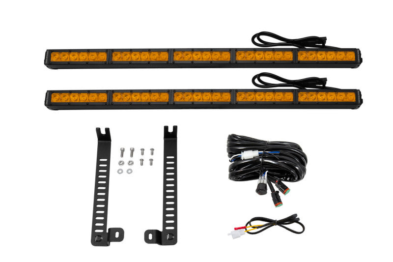 Diode Dynamics 14-19 Toyota 4Runner SS30 Dual Stealth Lightbar Kit - Amber Driving Light Mounts Diode Dynamics