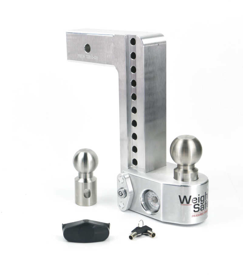 Weigh Safe 10in Drop Hitch w/Built-in Scale & 2.5in Shank (10K/18.5K GTWR) - Aluminum Hitch Ball Mounts Weigh Safe