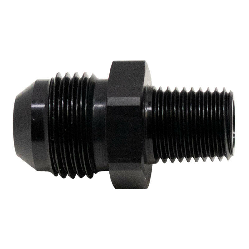 DeatschWerks 8AN Male Flare to 1/4in Male NPT Adapter - Anodized Matte Black Fittings DeatschWerks