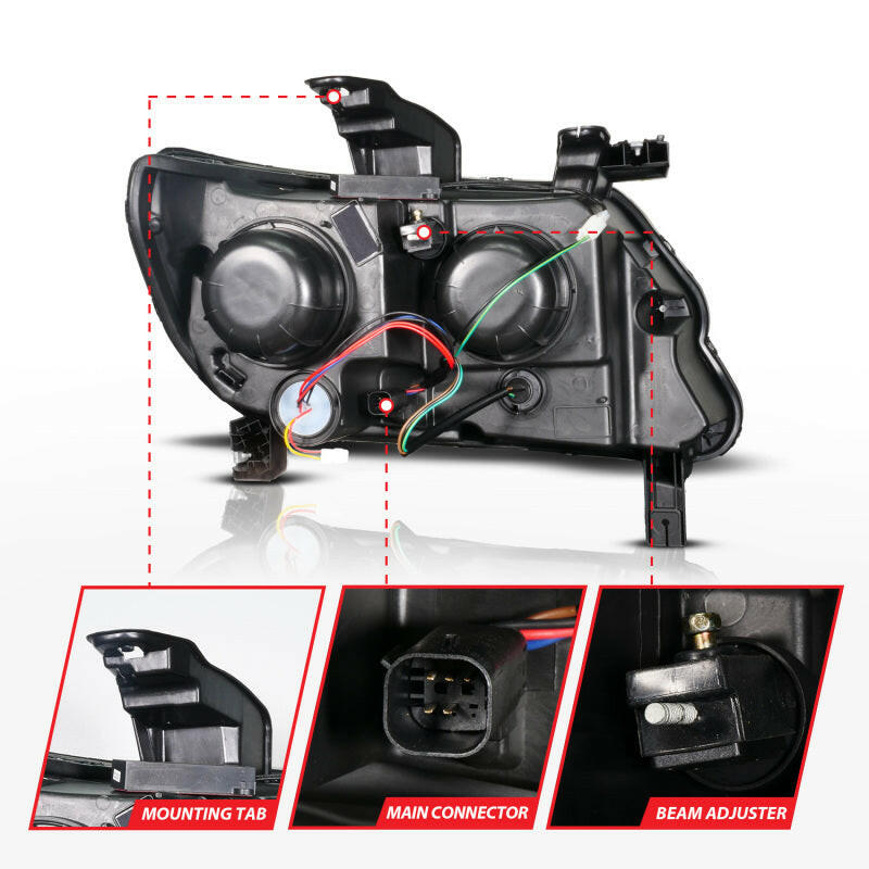 ANZO 15-22 Chevy Colorado Blk Housing Full LED DRL Projector Headlight w/ Sequential Light Bar Headlights ANZO