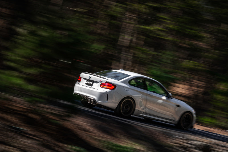 MBRP 18-22 BMW M2 Competition 3.0L T304 SS 3in Resonator-Back Exhaust Quad Rear w/ Carbon Fiber Tips Axle Back MBRP