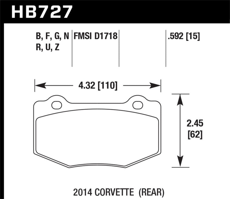 Hawk 14-18 Chevrolet Corvette Rear ER-1 Brake Pad Set Brake Pads - Racing Hawk Performance