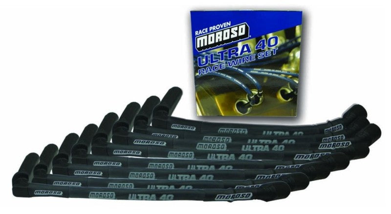 Moroso GM LS Ignition Wire Set - Ultra 40 - Sleeved - 9.25in Wire (Use w/Part No 68470/68472) -Black Spark Plug Wire Sets Moroso