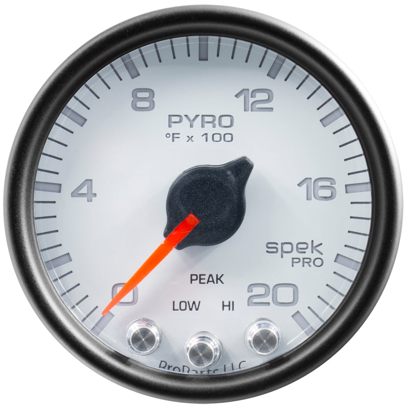Autometer Spek-Pro Gauge Pyro. (Egt) 2 1/16in 2000f Stepper Motor W/Peak & Warn Wht/Blk Gauges AutoMeter