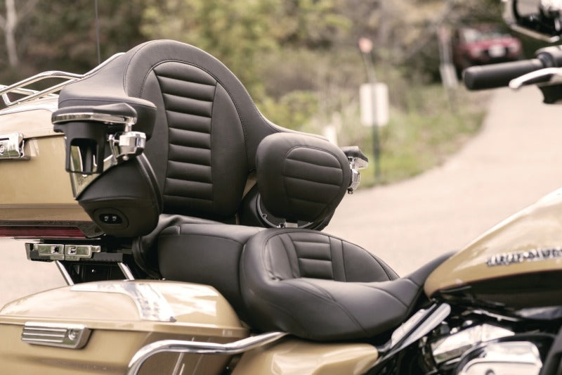 Mustang 08-21 Harley Electra Glide Std, Rd Glide ,Rd King ,Str Glide Super Touring Arm Wrap - Black Armrests Mustang Motorcycle
