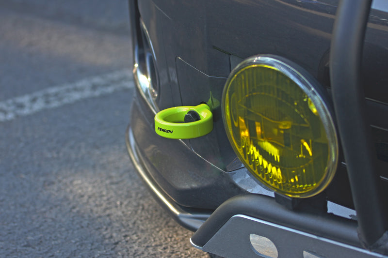 PERRIN 08-14 Subaru WRX & STI / 08-11 Impreza / 05-09 Legacy Tow Hook Kit (Front) - Neon Yellow Tow Hooks Perrin Performance