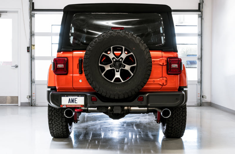 AWE Tuning 2018+ Jeep Wrangler JL/JLU Tread Edition Axle-Back Dual Exhaust - Chrome Silver Tips Catback AWE Tuning