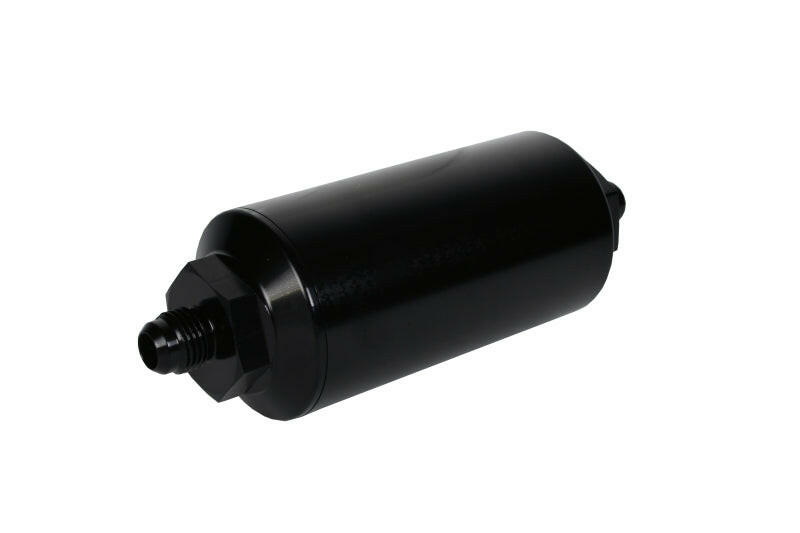 Aeromotive In-Line Filter - (AN-6 Male) 10 Micron Fabric Element Bright Dip Black Finish Fuel Filters Aeromotive