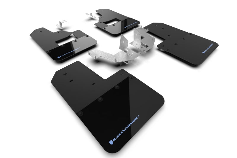 Rally Armor 21-25 Ford Bronco (Plstc Bmpr + RB - NO Rptr/Sprt) Blk Mud Flap w/Area Blue Logo Mud Flaps Rally Armor