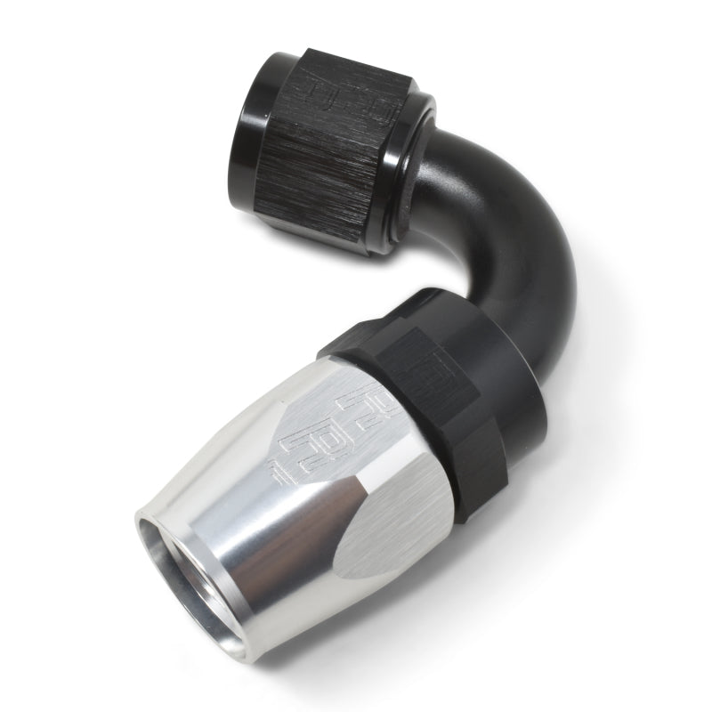 Russell Performance -8 AN Black/Silver 120 Degree Tight Radius Full Flow Swivel Hose End Fittings Russell