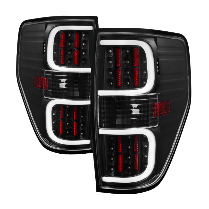 xTune Ford F150 09-14 LED Tail Lights - Black ALT-ON-FF15009-LBLED-BK Tail Lights SPYDER